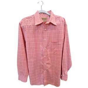 Gold Label Roundtree & Young Red Plaid Size Men  LARGE Non Iron Long Sleeve #218